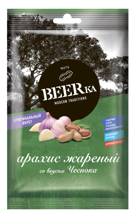Арахис «Beerka» жареный со вкусом чеснока, 90 г