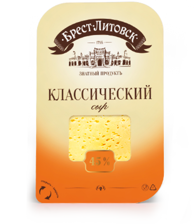 Сыр 45% «Брест-Литовск» классический, в нарезке, 150 г