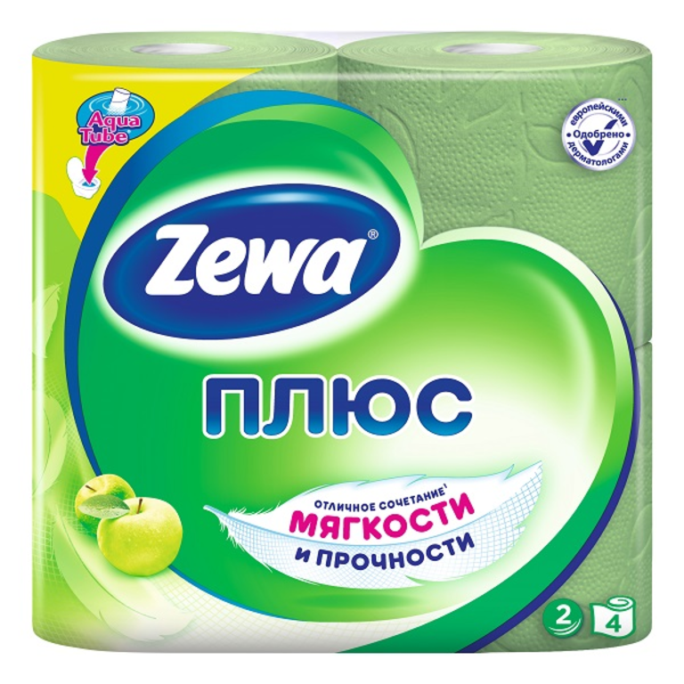 Туалетная бумага двухслойная «Zewa» Плюс, Яблоко