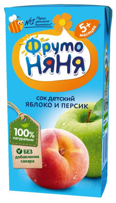 Сок детский «ФрутоНяня» Яблоко и персик, 200 мл