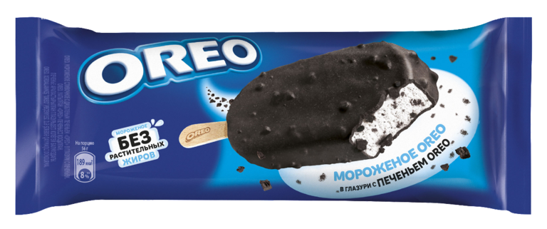 Мороженое сливочное «Oreo» эскимо с дробленым печеньем, 90 мл
