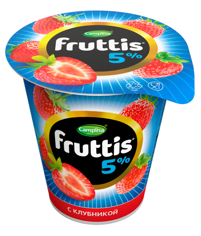 Продукт йогрутный 5% «Fruttis» сливочное лакомство клубника, 290 г