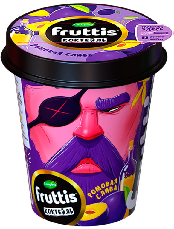 Коктейль йогуртный 2.5% «Fruttis» Ромовая слива, 265 г