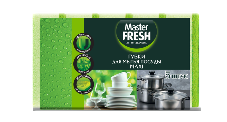 Губки для мытья посуды «Master Fresh» Maxi, 5шт