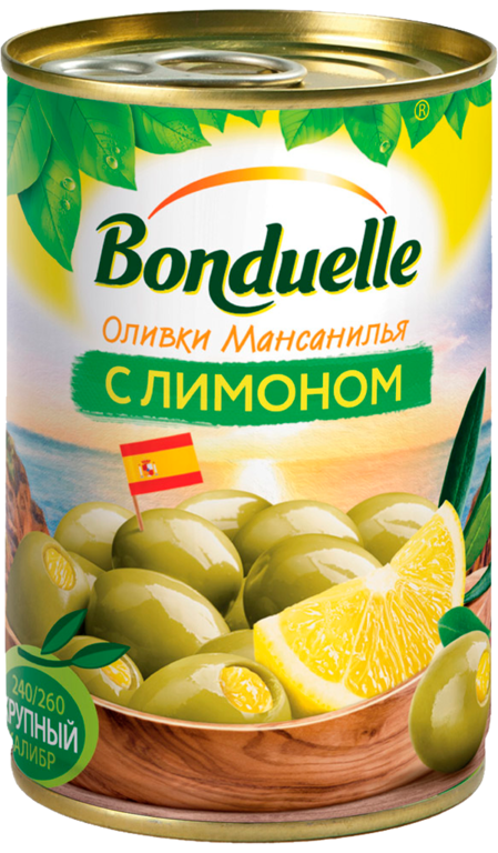 Оливки Мансанилья «Bonduelle» фаршированные лимоном, 314 мл