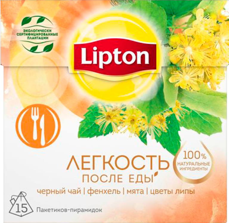 Чай черный «Lipton» Фенхель, мята и цветы липы, 15 пакетиков
