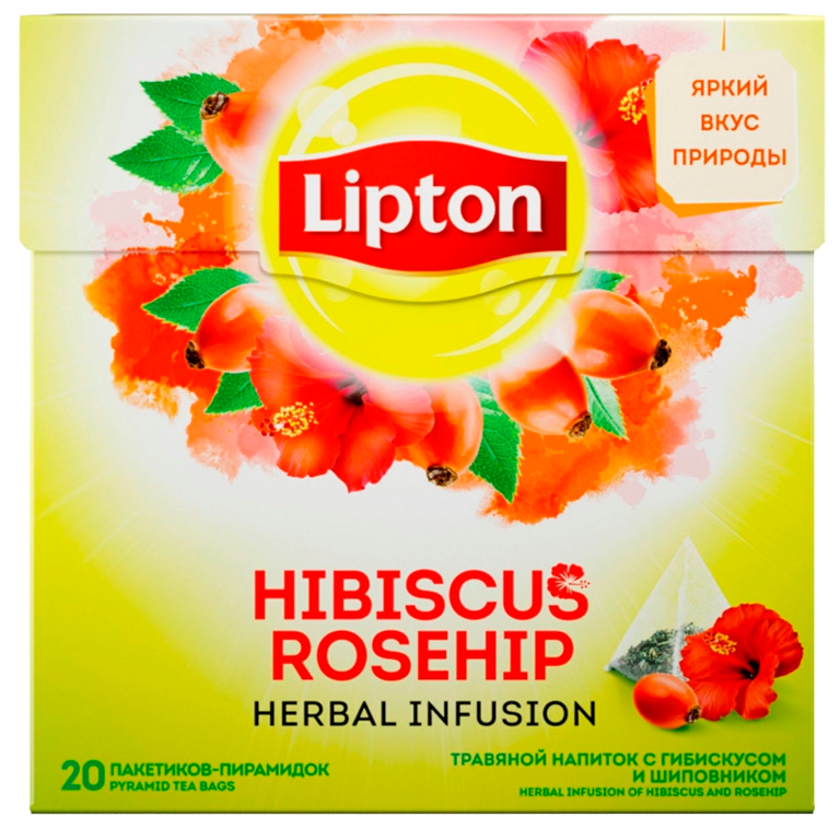 Чай травяной «Lipton» с гибискусом и шиповником, 20 пирамидок