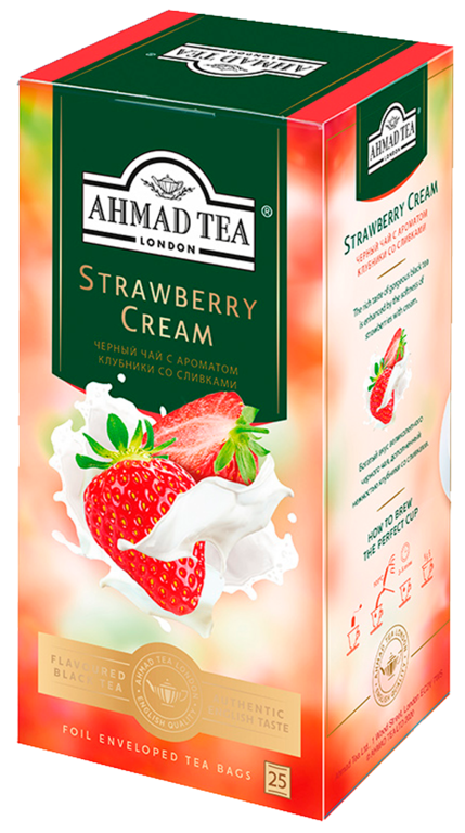 Чай черный «Ahmad Tea» Клубника со сливками, 25 пакетиков