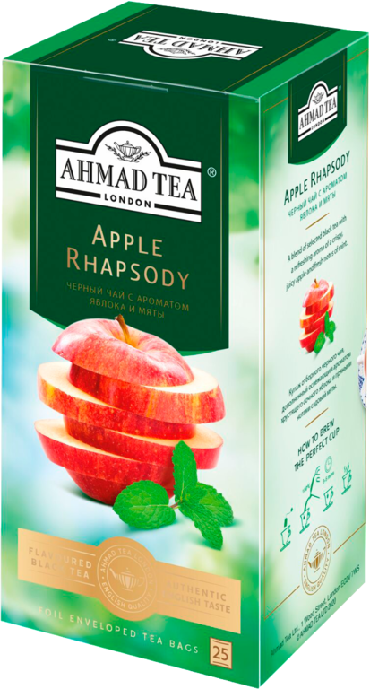 Чай черный «Ahmad Tea» с ароматом яблока и мяты, 25 пакетиков