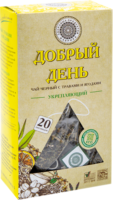 Чай черный «Фабрика здоровых продуктов» Добрый день, укрепляющий, 20 пирамидок