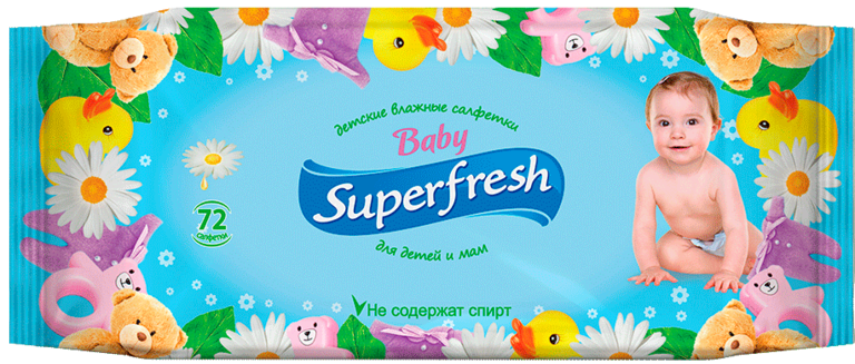 Влажные салфетки «Superfresh» для детей и мам, 72шт