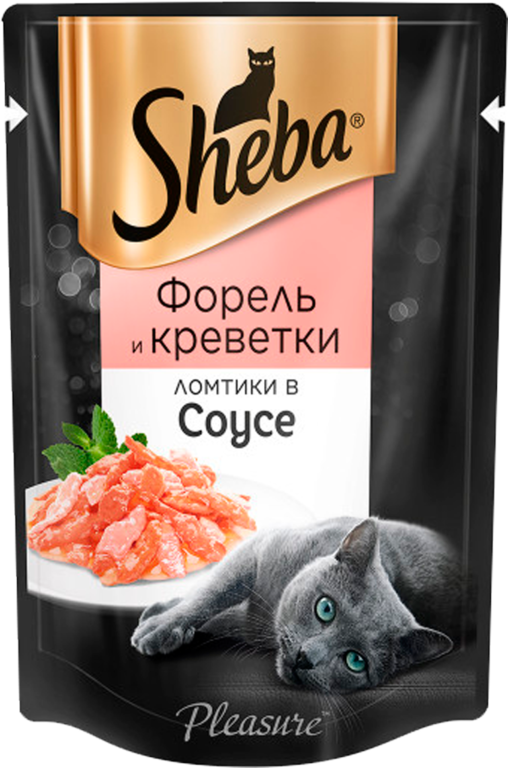 Влажный корм для кошек «Sheba» ломтики из форели и креветок в соусе, 85 г