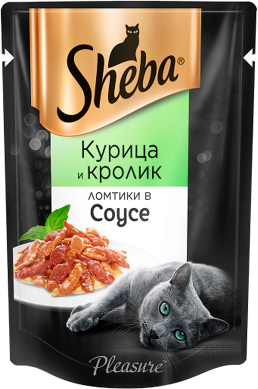 Влажный корм для кошек «Sheba» Pleasure курица и кролик, ломтики в соусе, 85 г