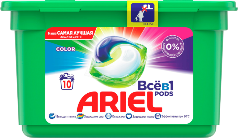 Средство для стирки «Ariel» Color в растворимых капсулах, 10 шт, 238 г