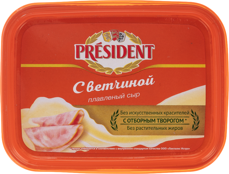 Сыр плавленый 45% «PRESIDENT» с ветчиной, 200 г