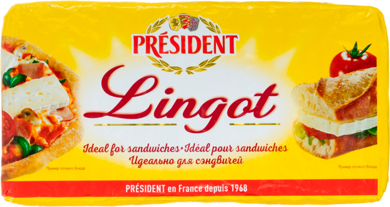 Сыр 60% «PRESIDENT» Lingot, с белой плесенью, 2 кг