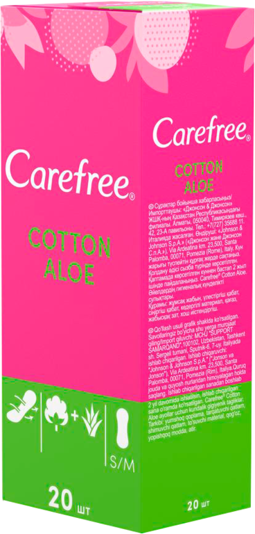 Ежедневные прокладки «Carefree» Cotton Aloe, 20шт