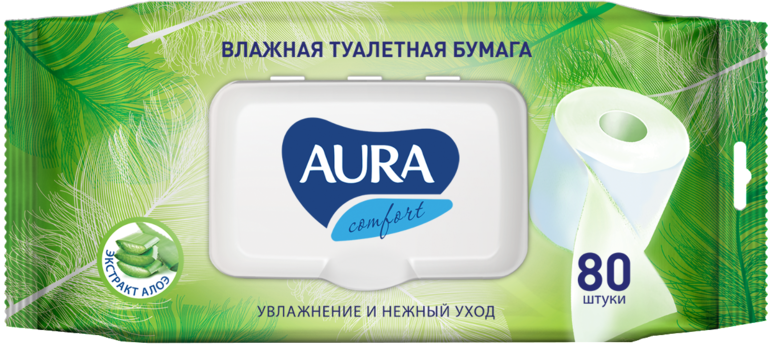 Туалетная бумага влажная «Aura» ULTRA COMFORT, 80шт