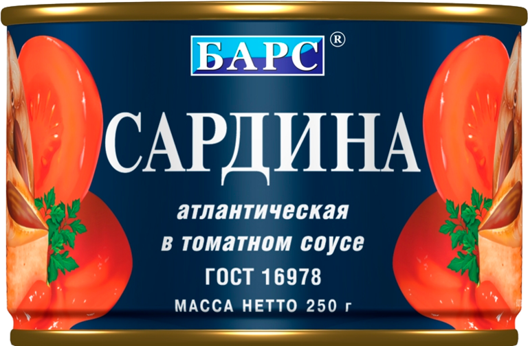Сардина «Барс» атлантическая в томатном соусе, 250 г