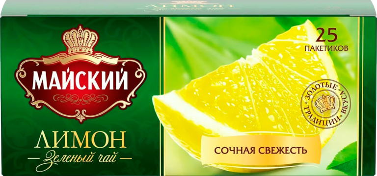Зеленый чай «Майский» Лимон, 25 пакетиков