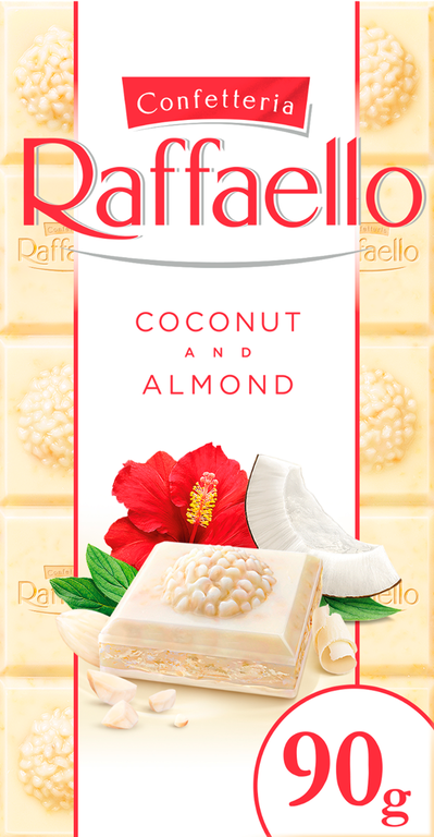 Шоколад белый «Raffaello» с кокосом и миндалем, 90 г
