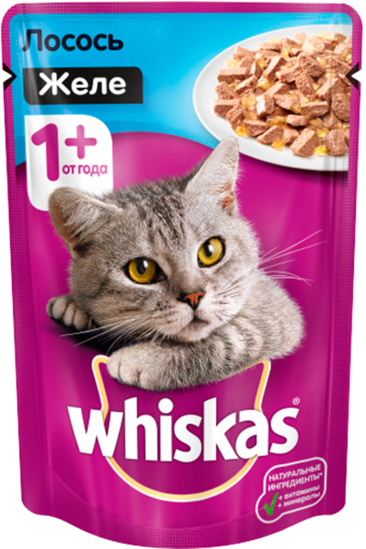 Влажный корм для кошек «Whiskas» желе с лососем, 85 г