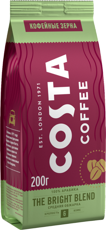Кофе «Costa coffee» Bright Blend в зернах, 200 г