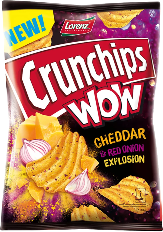 Чипсы «Crunchips WOW» со вкусом сыра Чеддер и красного лука, 110 г