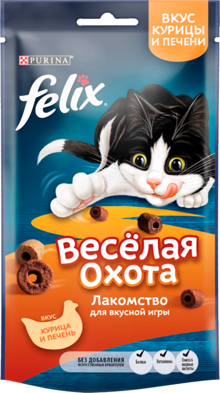 Лакомство для кошек «Felix» Веселая охота, вкус курицы и печени, 50 г