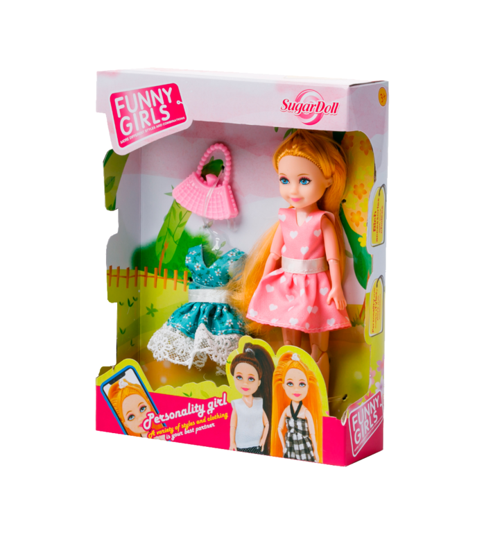 Игровой набор: шарнирная кукла (15 см), наряды и сумочка Игровой набор: шарнирная кукла (15 см), наряды и сумочка