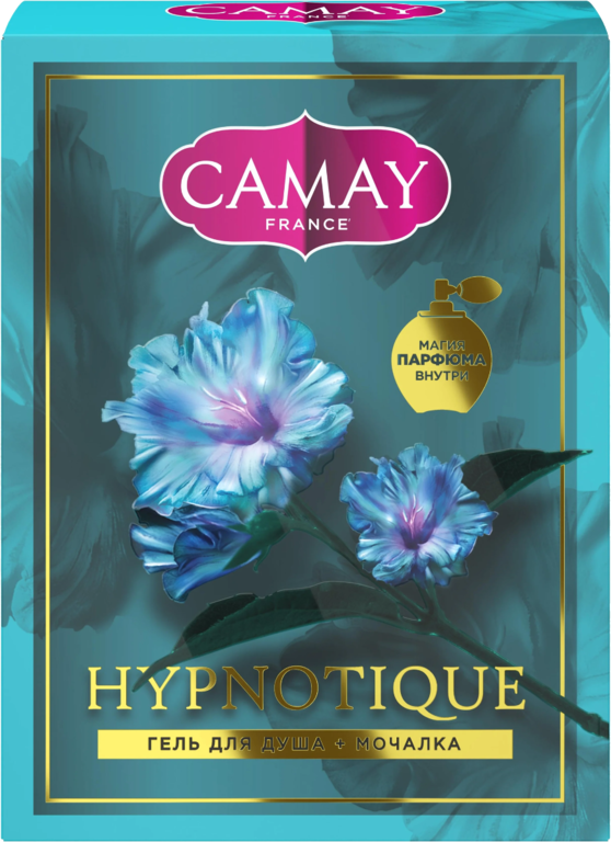 Подарочный набор «Camay» Hypnotique гель для душа + мочалка, 250 мл