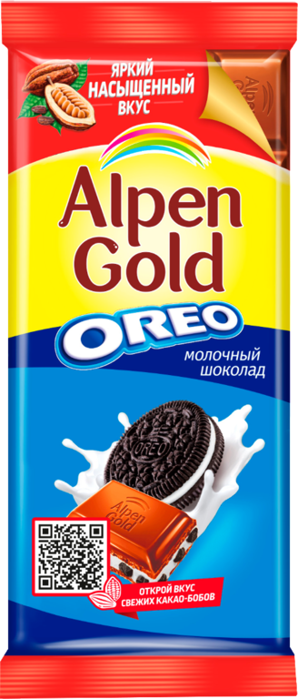 Шоколад «Alpen Gold» молочный с печеньем Oreo, 90 г