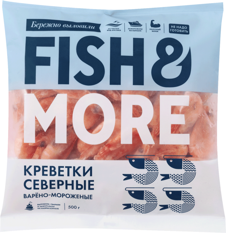 Креветки «Fish & More» северные, варено-мороженые, 500 г