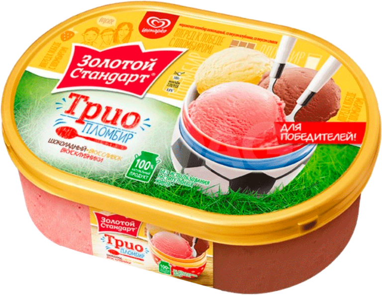 Мороженое «Золотой стандарт» Пломбир три вкуса, 475 г