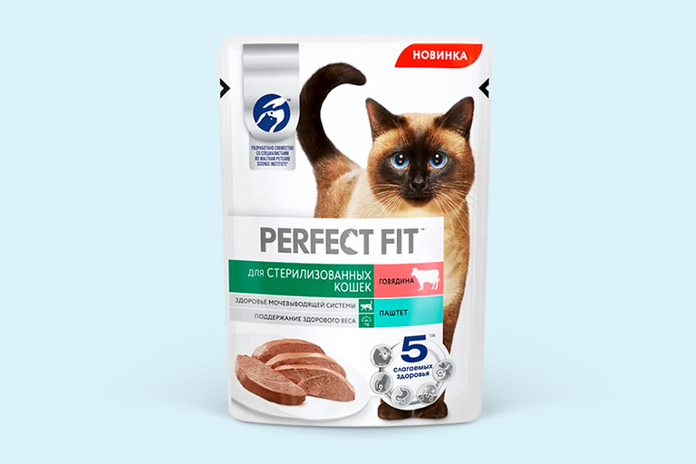 Влажный корм «Perfect Fit» для стерилизованных кошек, говядина в соусе, 85 г