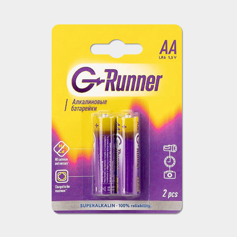 Батарейки алкалиновые «G-runner» AA/LR6, 1,5 V, 2шт