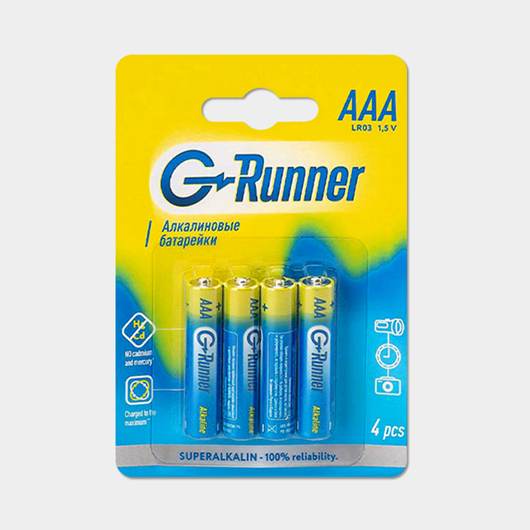 Батарейки алкалиновые «G-runner» AAА/LR03, 1,5 V, 4шт