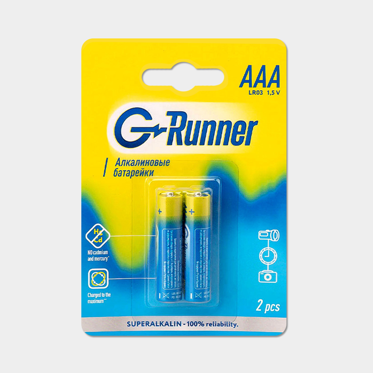 Батарейки алкалиновые «G-runner» AAА/LR03, 1,5 V, 2шт