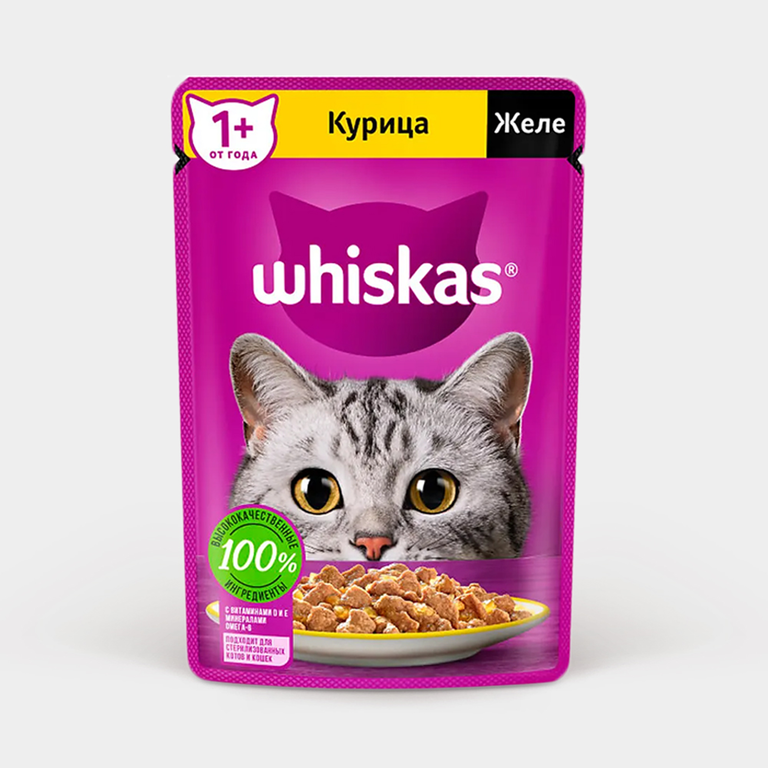 Влажный корм для кошек «Whiskas» желе с курицей, 75 г