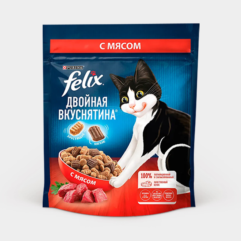 Сухой корм для кошек «Felix» Двойная вкуснятина c мясом, 200 г