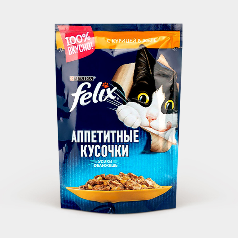 Влажный корм для кошек «Felix» с курицей в желе, 85 г