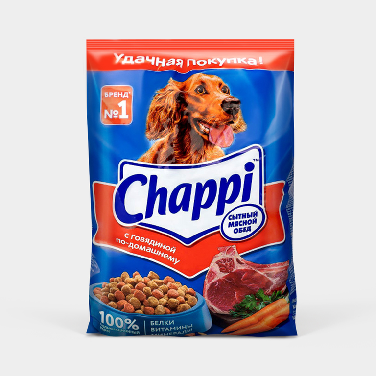 Сухой корм для собак «Chappi» «Сытный мясной обед», Говядина по-домашнему с овощами и травами, 600 г