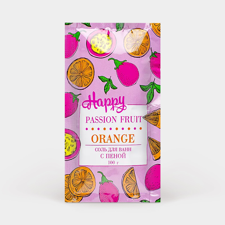 Соль для ванн с пеной «Лаборатория Катрин» Happy. Passion Fruit/Orange, 100 г