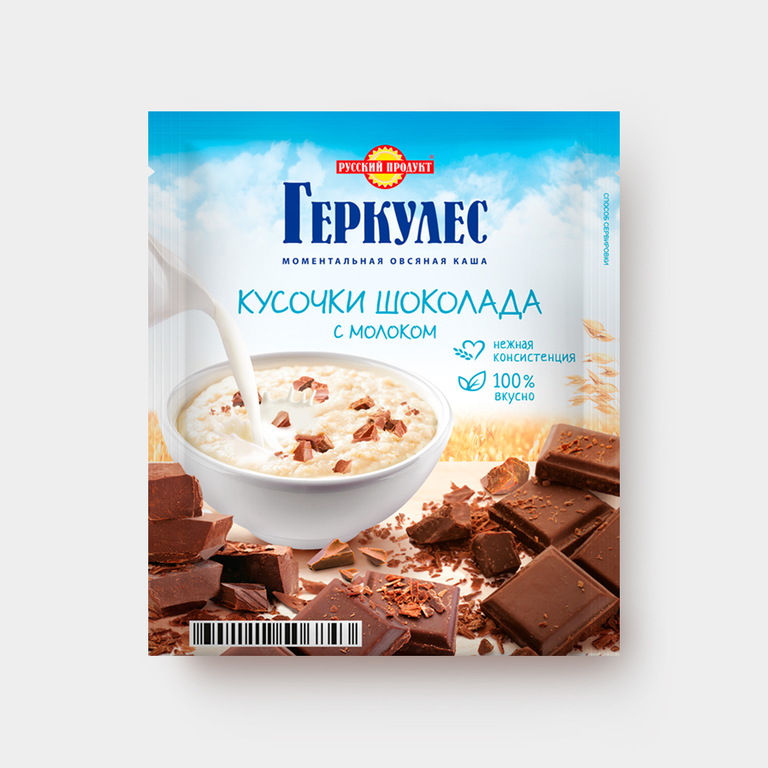 Каша овсяная моментальная «Геркулес» с шоколадом и молоком, 35 г ...