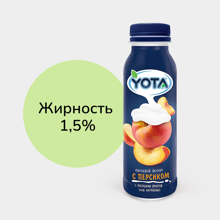 Йогурт питьевой «Yota» с персиком, 300 г