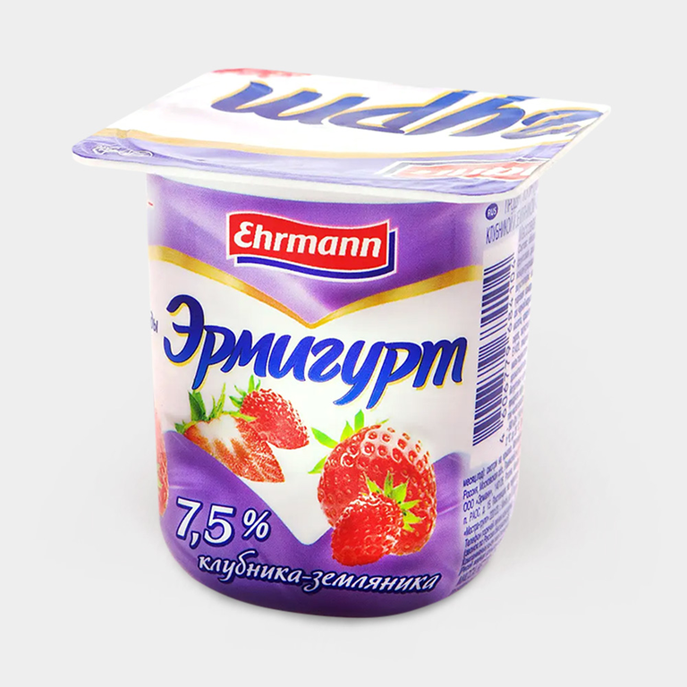 Йогуртный продукт 7.5% «Ehrmann» Эрмигурт Клубника-земляника, 100 г