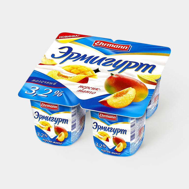 Йогуртный продукт 3.2% «Эрмигурт» Персик-манго, 100 г