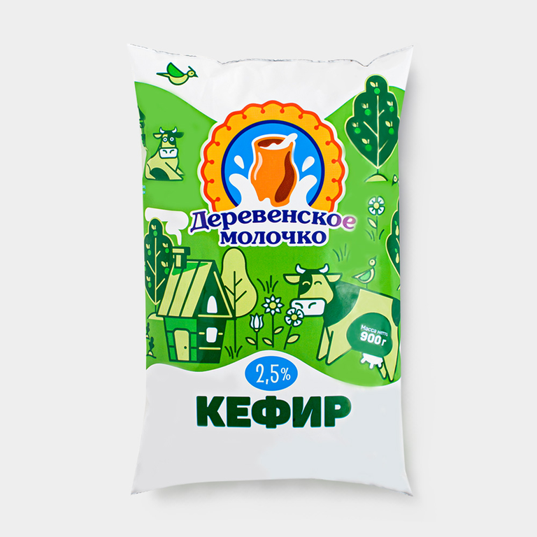 Кефир 2.5% «Деревенское молочко», 900 г