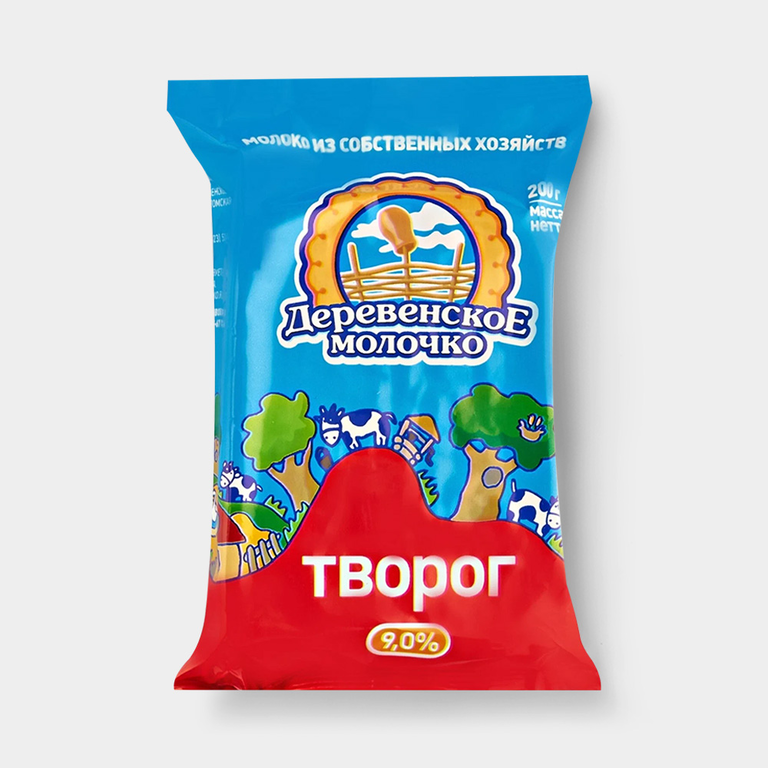 Творог 9% «Деревенское молочко», 200 г