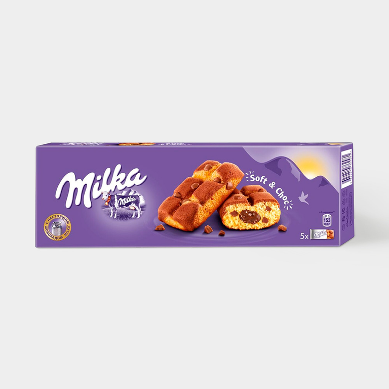 Пирожное бисквитное «Milka» с кусочками молочного шоколада и какао, 175 г
